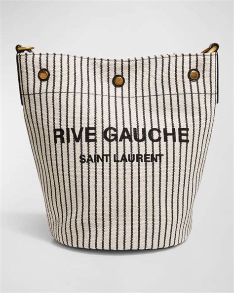 Saint Laurent Rive Gauche YSL Striped Canvas Bucket Bag